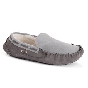 MUK LUKS Men's Everett Moccasin‎ Slippers, Dark Grey, 12
